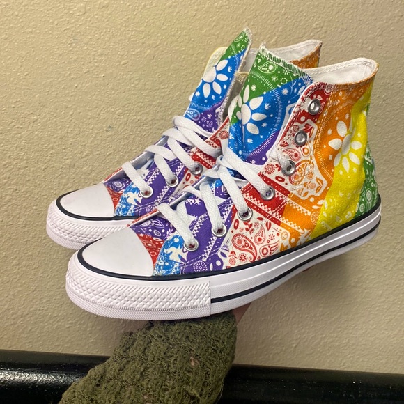 Converse rare rainbow pride all stars tapestry paisley high top sneakers - Picture 6 of 14